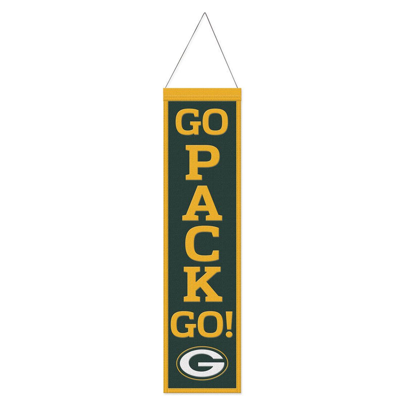 Green Bay Packers Go Pack Go 8" x 32" Wool Banner
