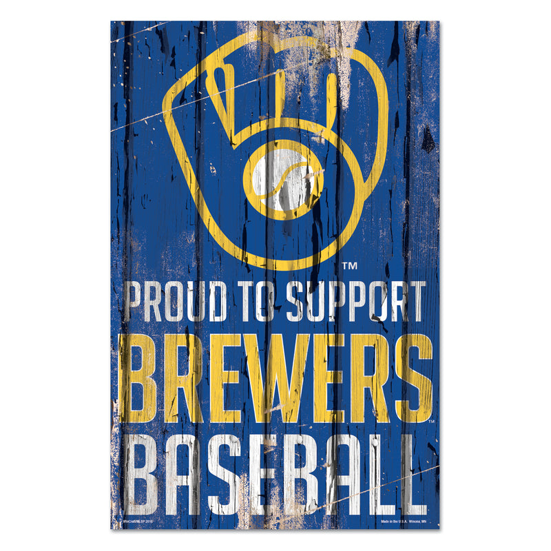 Milwaukee Brewers Proud 11" x 17" Wood Sign