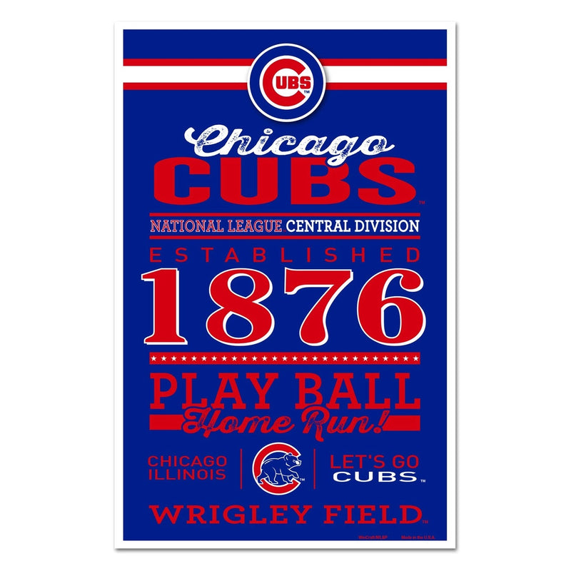Chicago Cubs Established 11" x 17" Wood Sign