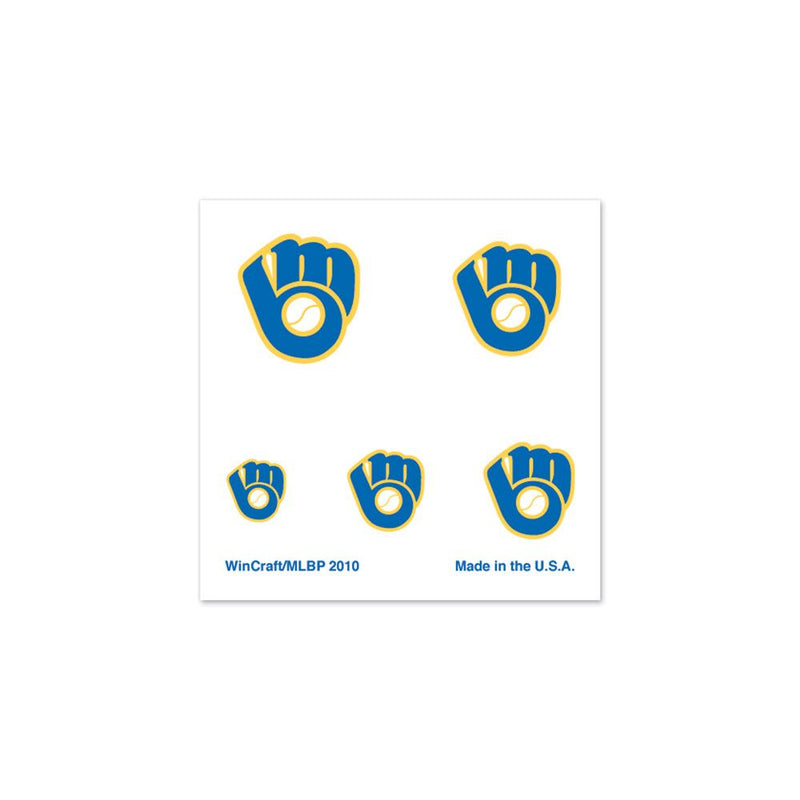 Milwaukee Brewers Retro Glove Official Logo Fingernail Tattoos