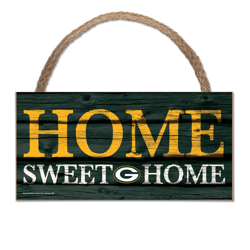 Green Bay Packers Home Sweet Home Wood Sign w/ Rope