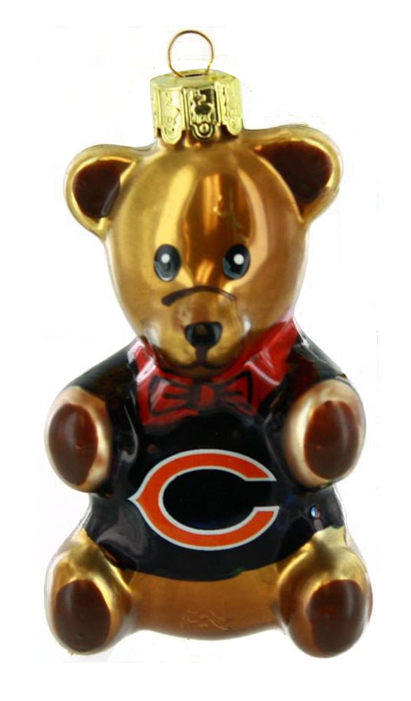 Chicago Bears 3.5" Blown Glass Teddy Bear Ornament