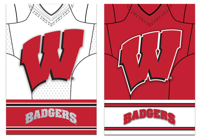 Wisconsin Badgers Double Sided 29" x 43" Suede Foil Vertical Team Flag