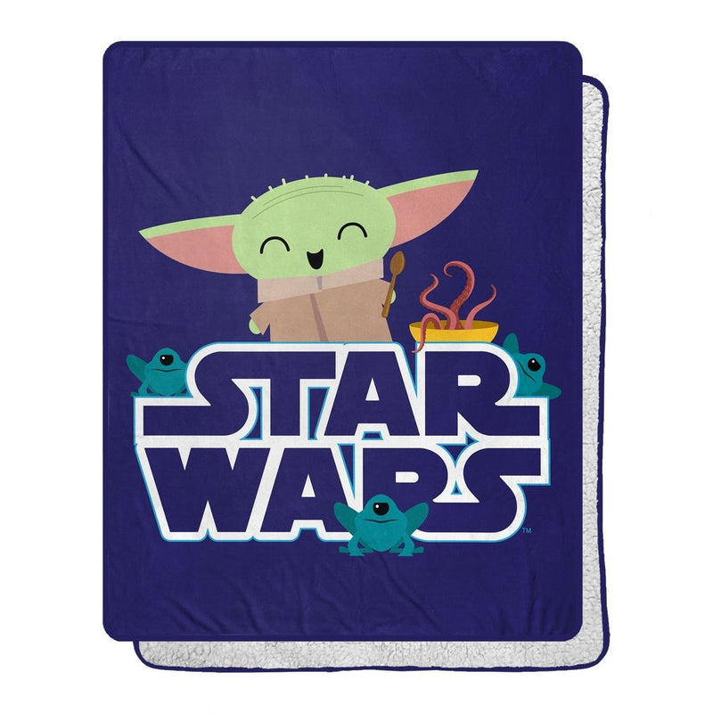Star Wars Mandalorian Snack is the Way Silk Touch Sherpa Throw Blanket, 40"x50"