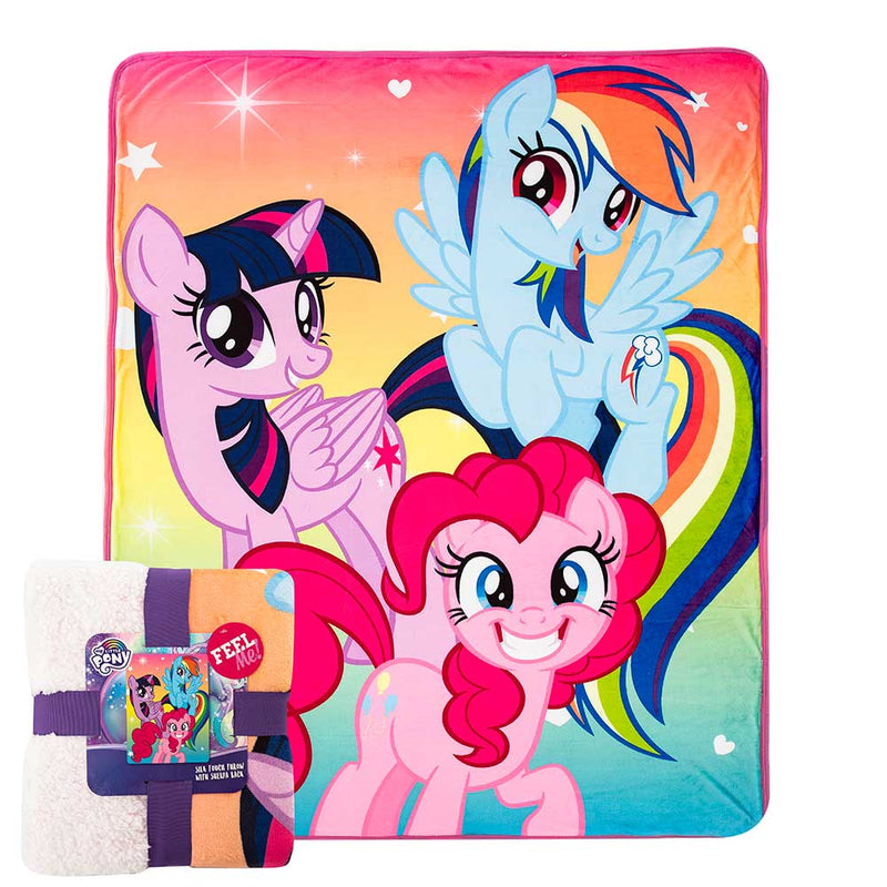 My Little Pony Rainbow Surprise Oversized Silk Touch Sherpa Throw Blanket