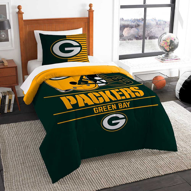 Green Bay Packers "Draft" Twin-sized Comforter & Sham Set