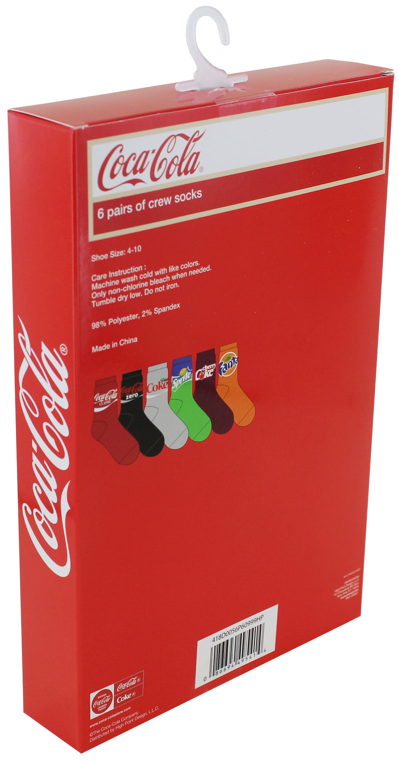 Coca Cola Vending Machine Women's Crew Socks, 6-Pack (Shoe Size 4-10)