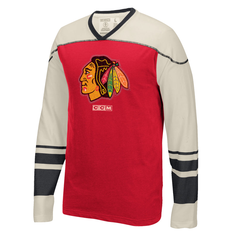 Chicago Blackhawks Vintage CCM Long Sleeve Applique Shirt