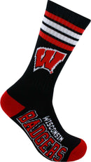 Wisconsin Badgers Deuce Black Crew Socks, Medium
