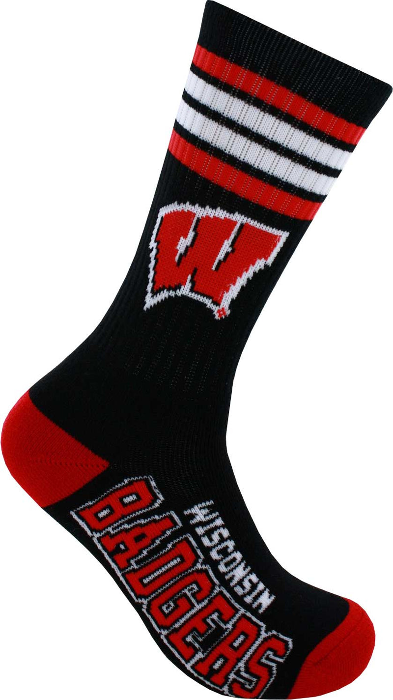Wisconsin Badgers Deuce Black Crew Socks
