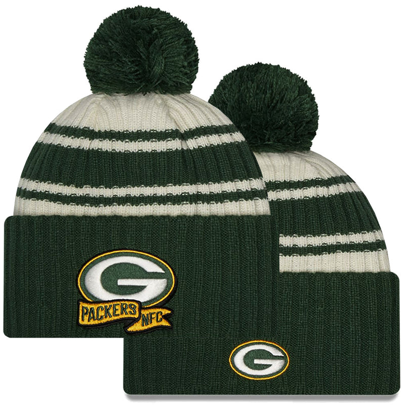 Green Bay Packers 2022 Sideline Sport Cuffed Pom Knit Hat
