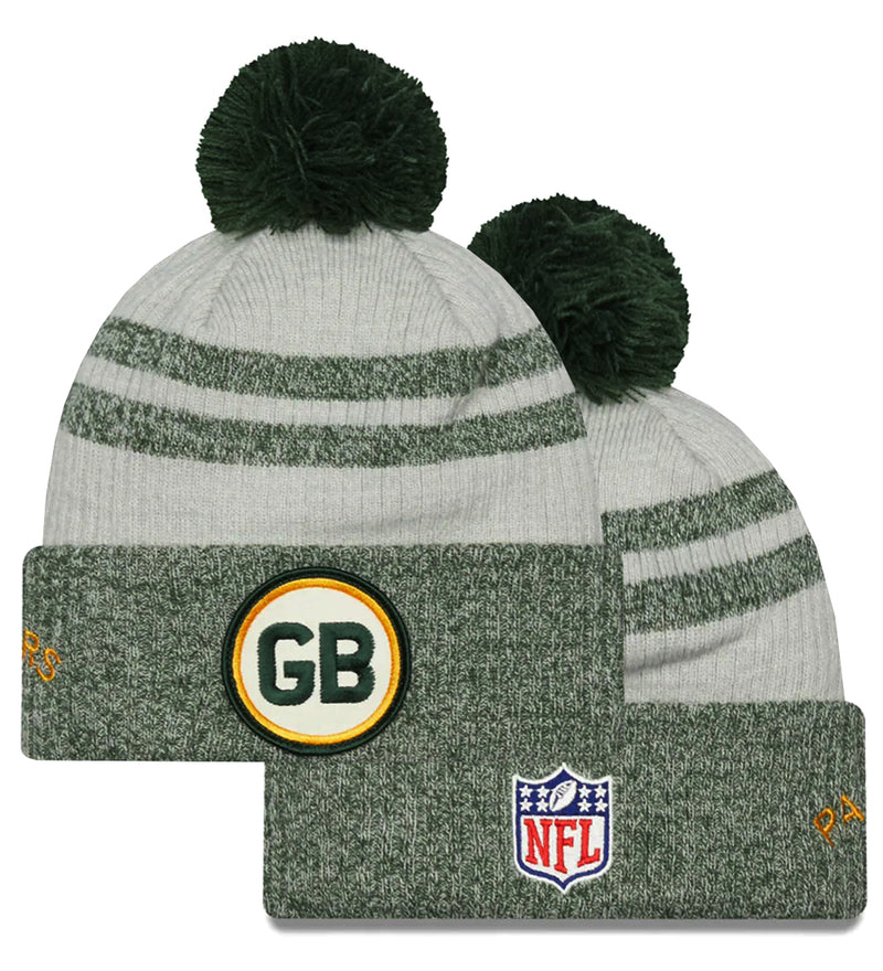 Green Bay Packers 2022 Sideline Historic Cuffed Pom Knit Hat