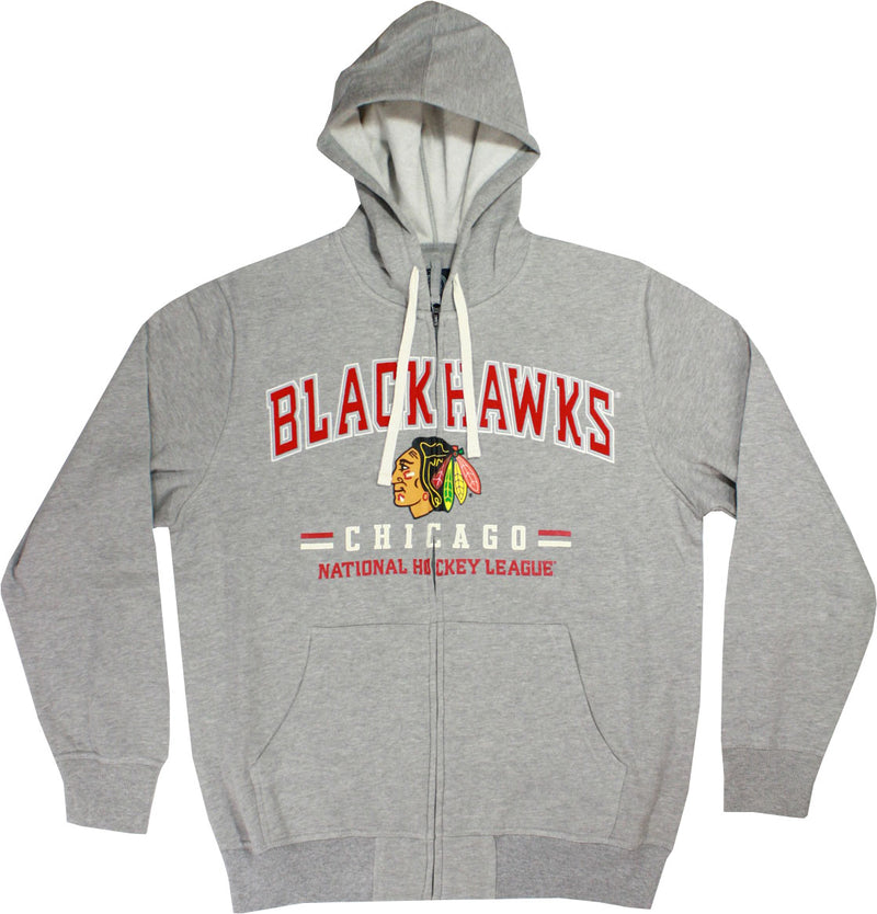 Chicago Blackhawks Men's Grey Zip Up Hoodie