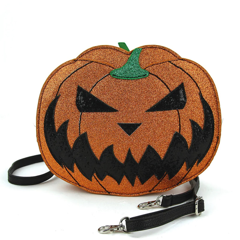 Sleepyville Critters: Pumpkin Two Faced Jack O Lantern Crossbody Bag