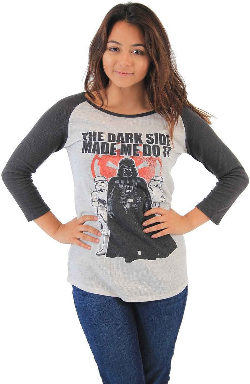 Star Wars The Dark Side Made Me Do It Junior's Raglan Shirt