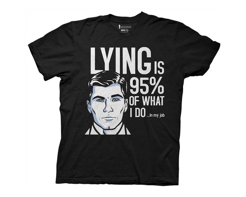 Archer Lying is 95% of What I Do Men's Black T-Shirt