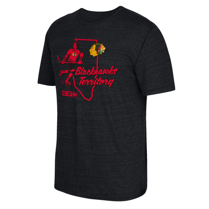 Chicago Blackhawks Territorial Men's Heathered Black Shirt