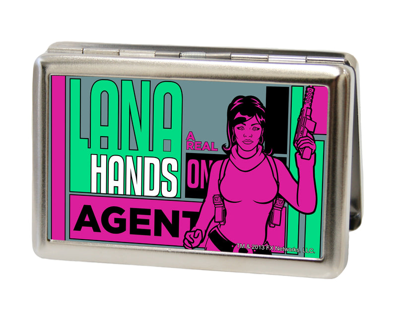 Archer Lana "A Real Hands on Agent" Large Business Card Holder - Green/Pink