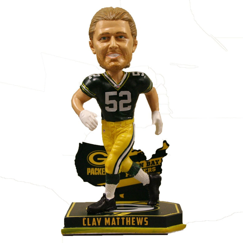 forever collectibles,green bay packers,clay matthews,nation,player,bobble,head,bobblehead,statue,action,toy,figure