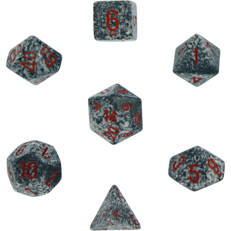 Polyhedral 7-Die Speckled Dice Set - Granite