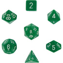 Polyhedral 7-Die Opaque Dice Set - Green with White