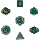 Polyhedral 7-Die Opaque Dice Set - Dusty Green with Copper