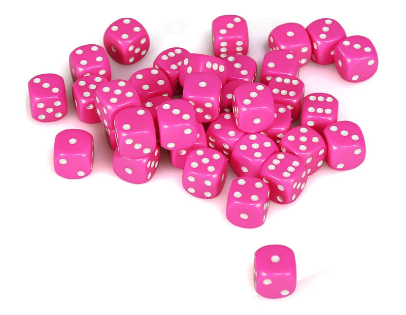 Chessex Opaque Pink/White 12mm D6 Dice Block (36)