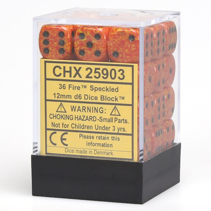 Chessex 12mm d6 Speckled Fire Dice Block - Set of 36