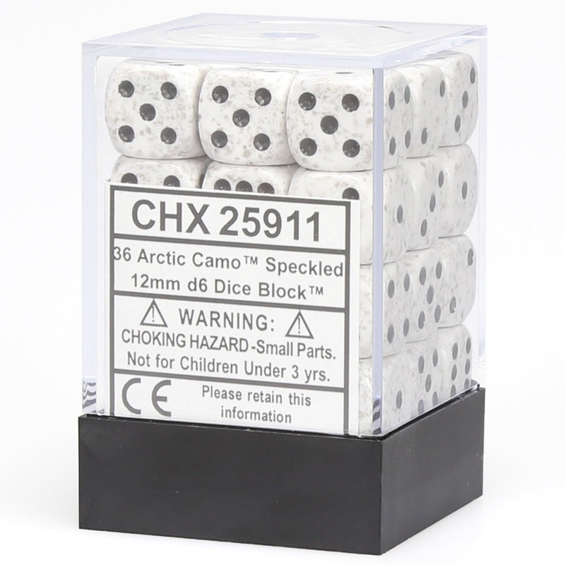 Chessex 12mm d6 Speckled Arctic Camo Dice Block - Set of 36