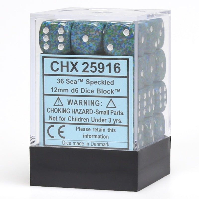 Chessex 12mm d6 Speckled Sea Dice Block - Set of 36