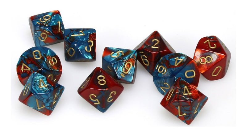 Chessex Gemini Red-Teal/Gold Set of Ten d10 Dice
