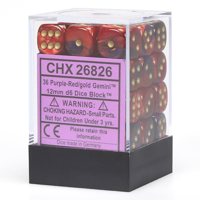 Chessex Gemini Purple-Red/Gold 12mm Dice Block (36)