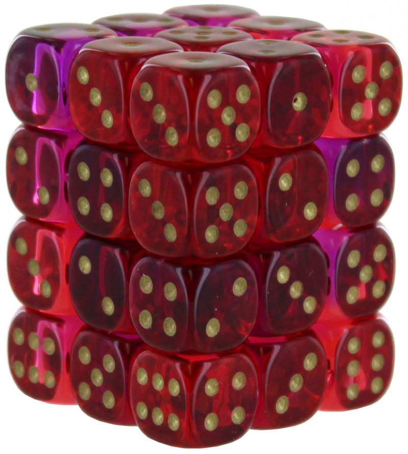 Chessex Gemini Translucent Red-Violet/gold 12mm d6 Dice Block