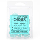 Frosted Teal/white Set of Ten d10 Dice
