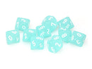 Frosted Teal/white Set of Ten d10 Dice