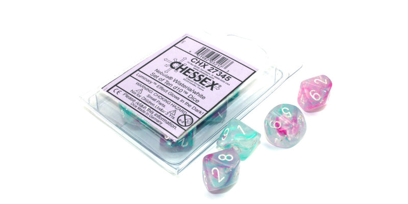 Chessex Nebula Wisteria/white Set of Ten d10 Dice