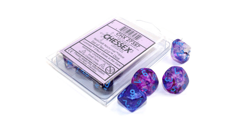 Chessex Nebula Nocturnal/blue Set of Ten d10 Dice