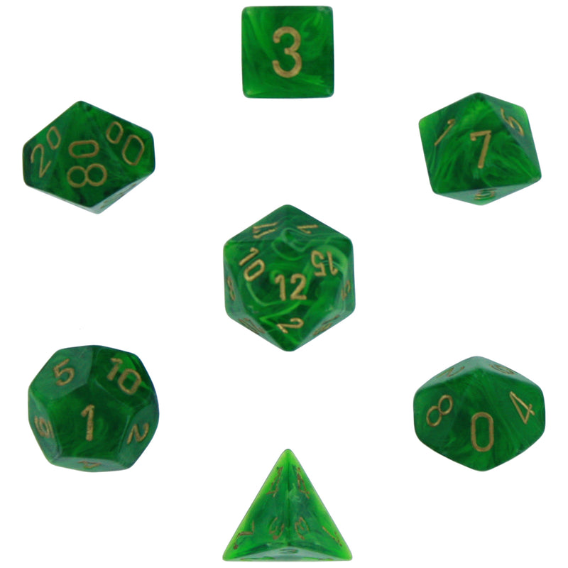 Chessex Vortex Poly Green/Gold 7 piece dice set