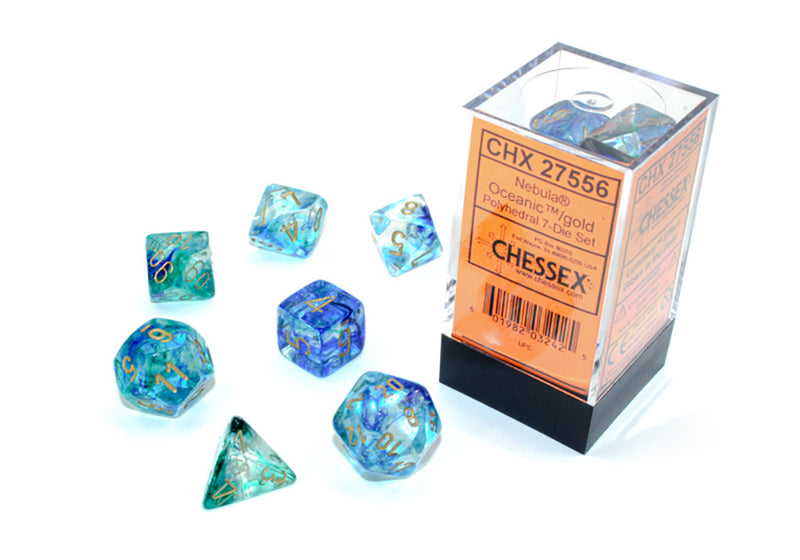 Chessex Nebula Oceanic/gold Polyhedral 7-Die Set