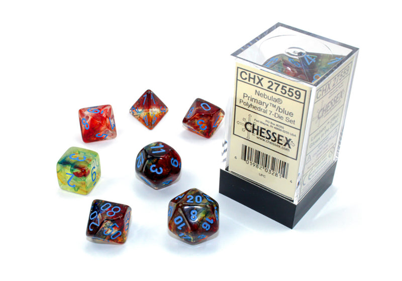 Chessex Nebula Primary/blue Polyhedral 7-Die Set
