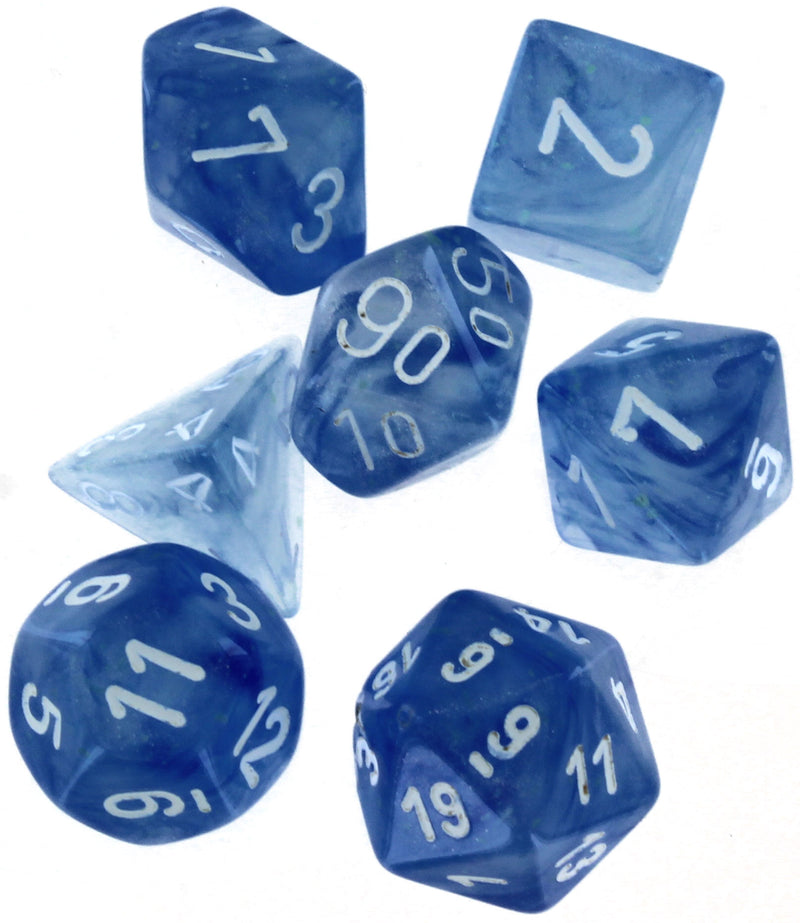 Borealis Blue/white Luminary Polyhedral 7-Die Set