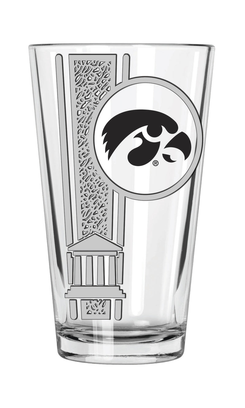 Iowa Hawkeyes 16oz Etched Decal Pint Glass