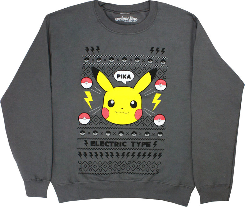 Pokemon Pikachu Christmas Men's Gray Sweater