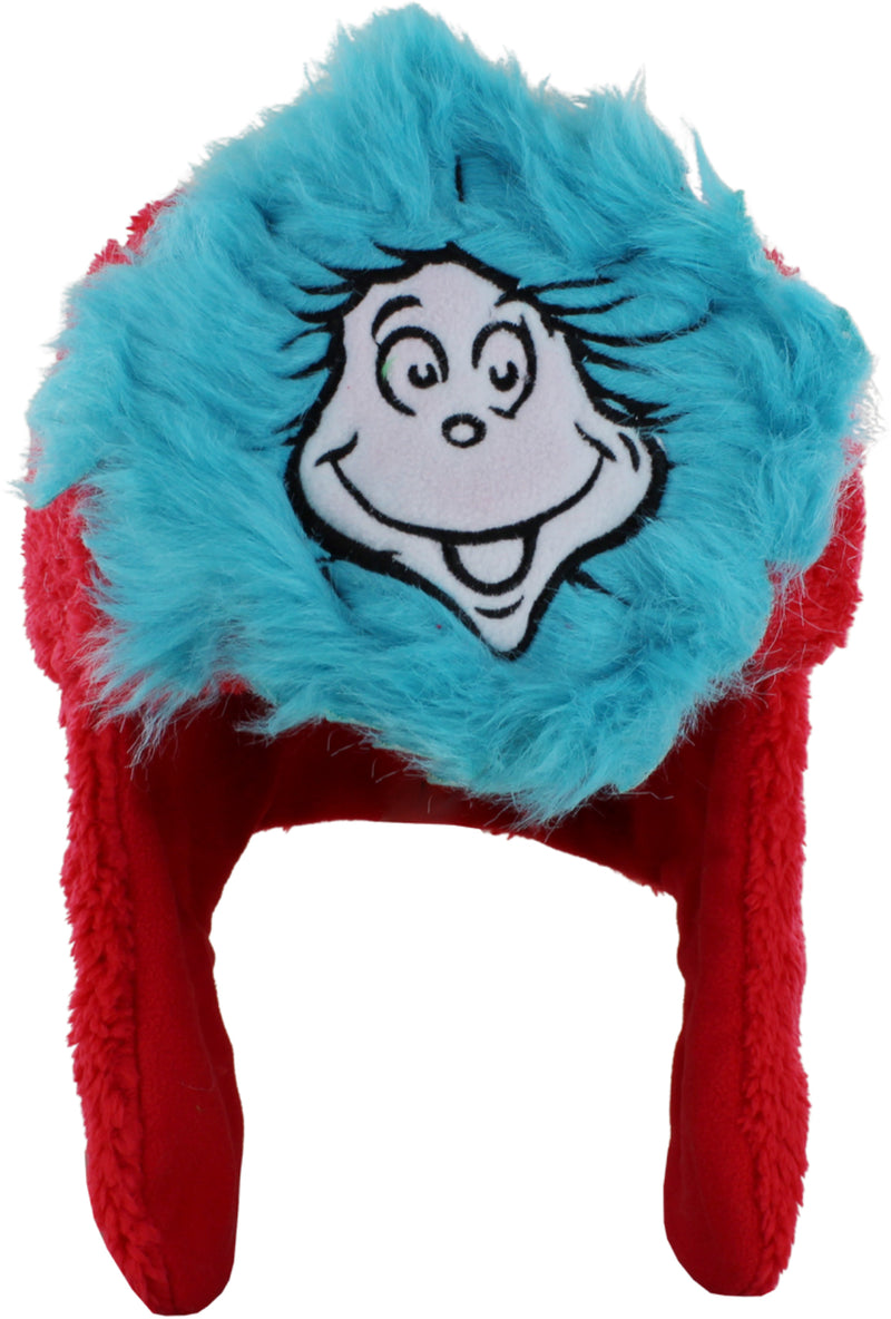 Dr. Seuss Thing 1 And Thing 2 Plush Fur Big Face Adult Trapper Hat