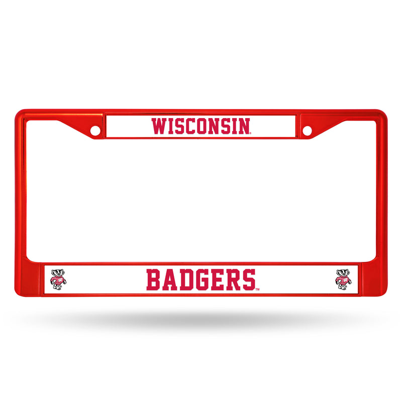 Wisconsin Badgers RED Chrome Auto License Plate Frame