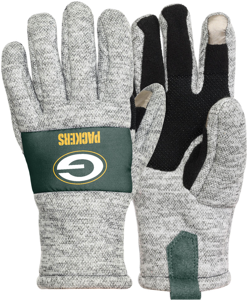 Green Bay Packers High End Unisex Knit Texting Gloves, Grey
