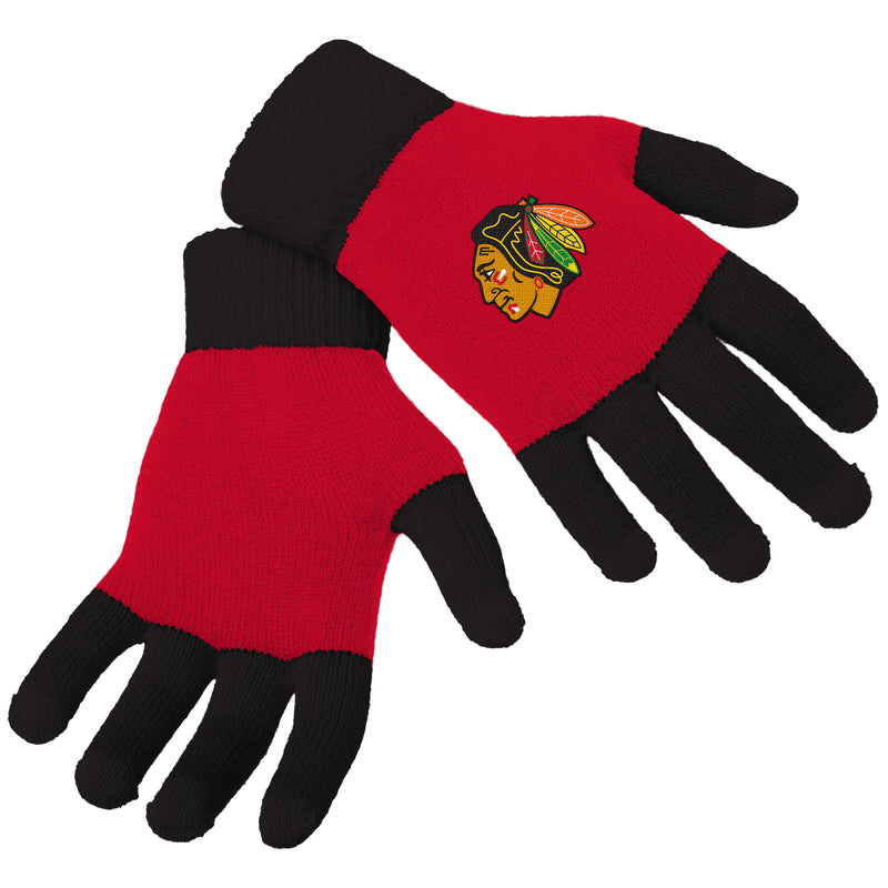 Chicago Blackhawks Color Block Knit Gloves