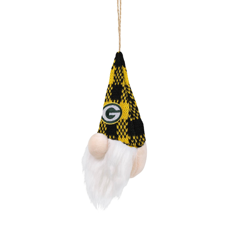 Green Bay Packers Plush Gnome Ornament, Plaid Hat