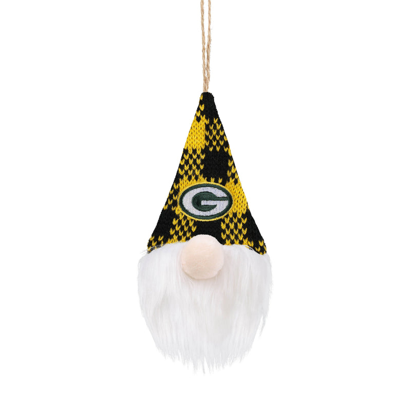 Green Bay Packers Plush Gnome Ornament, Plaid Hat