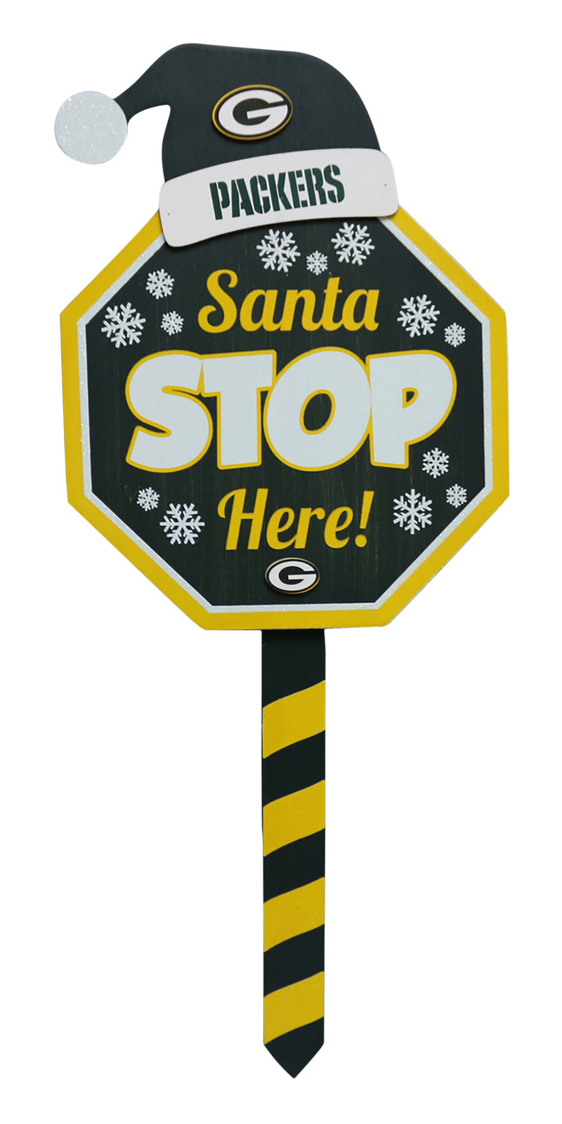 Green Bay Packers Santa Stop Here! 25" Lawn Sign